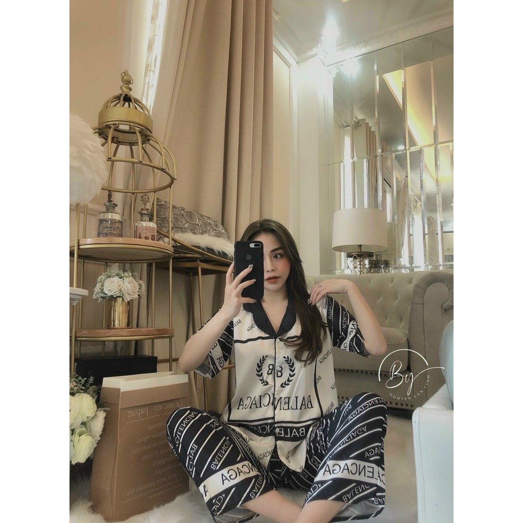 Pijama Lụa SATIN Mẫu hot 2021 Tay ngắn quần dài Form dưới 60 kí