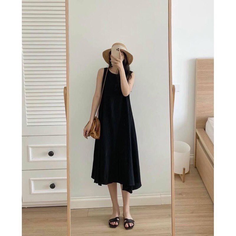 Váy Suông Ba Lỗ Thụng Đỏ PEONYB Nữ [FREESHIP] 🌸 Đầm maxi form rộng mặc đi biển trơn màu ĐEN | BE | ĐỎ Ulzzang 🌸 | BigBuy360 - bigbuy360.vn