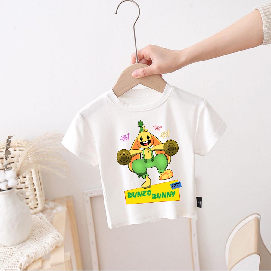Áo thun trẻ em in hình game poppy playtime 2 mèo candy cat thỏ bunzo cho bé trai bé gái