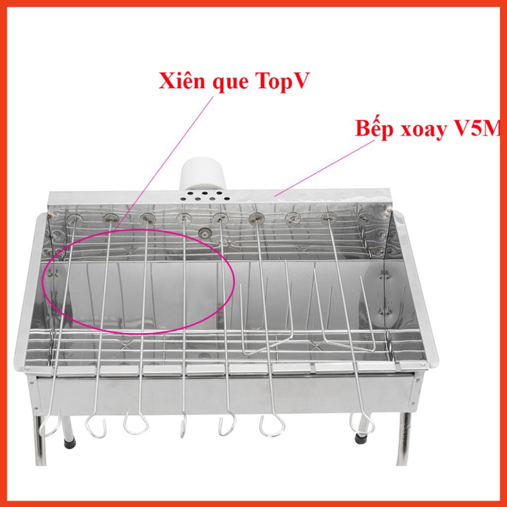 Que xiên thịt nướng TopV 42cm, phù hợp bếp TopV V5M và V5S, xiên nướng Inox cao cấp, không gỉ, xiên nướng thịt, siêu bền