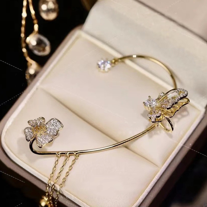 Bông Tai Dạng Kẹp Hình Bướm Đính Đá Zircon Lấp Lánh Thời Trang Cho Nữ dreamdiary