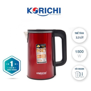 Ấm siêu tốc Korichi KRC-5122 thủy tinh chịu nhiệt cao cấp, tự ngắt khi ấm cạn nước