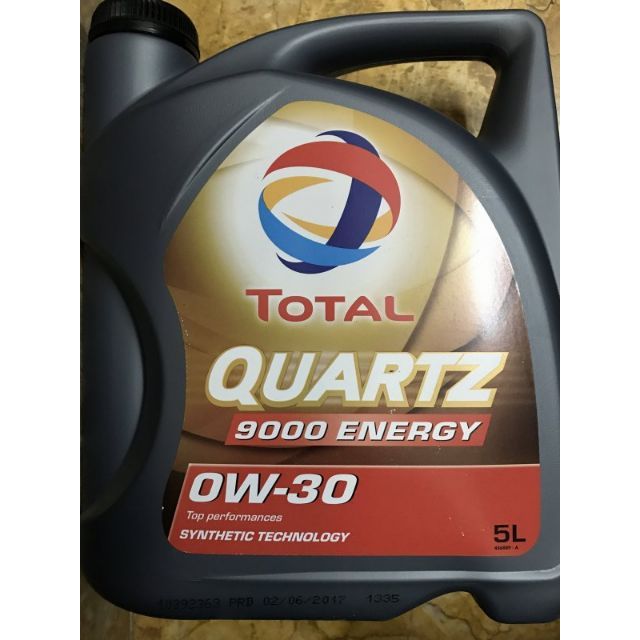 Dầu nhớt ô tô Tổng hợp: Total Quartz 9000 Energy 0W30 5 lít L nhập khẩu từ Pháp cho oto Q9000