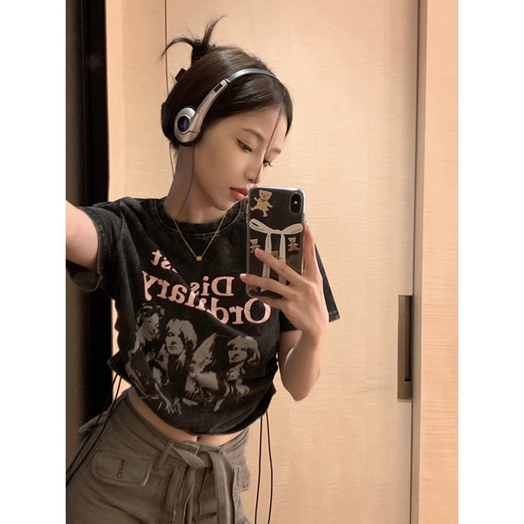 Set Áo Croptop + Quần Dài Lưng Cao / Dây Rút In Họa Tiết Spice Retro Dành Cho Nữ