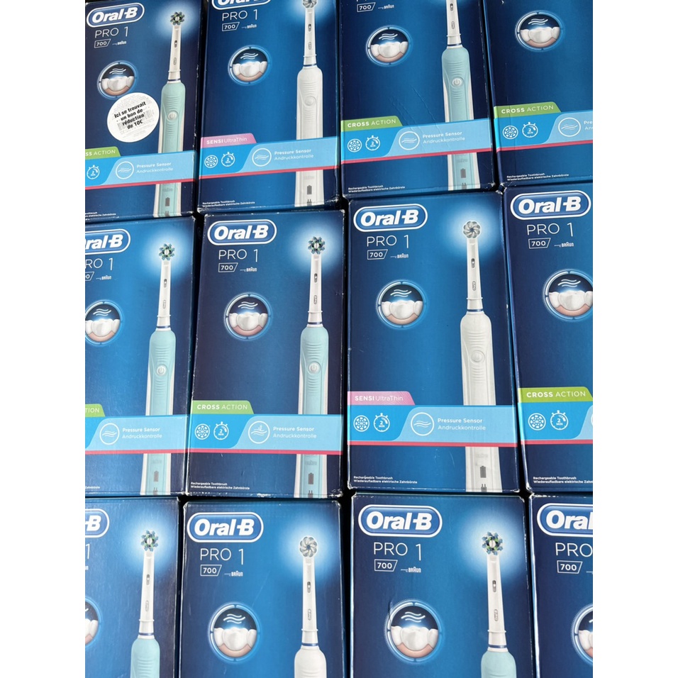 Bàn Chải Điện Oral-B Pro 1 700 - Cảm Biến Lực Chải, Công Nghệ Làm Sạch 3D Action, Nhiều Loại Đầu