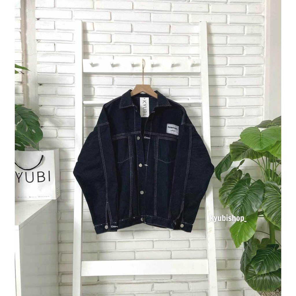 Áo Khoác Jeans KYUBI Form Rộng Tay Bồng QC Có Tag Thêu - Ulzzang Jean Jacket HABIT | BigBuy360 - bigbuy360.vn