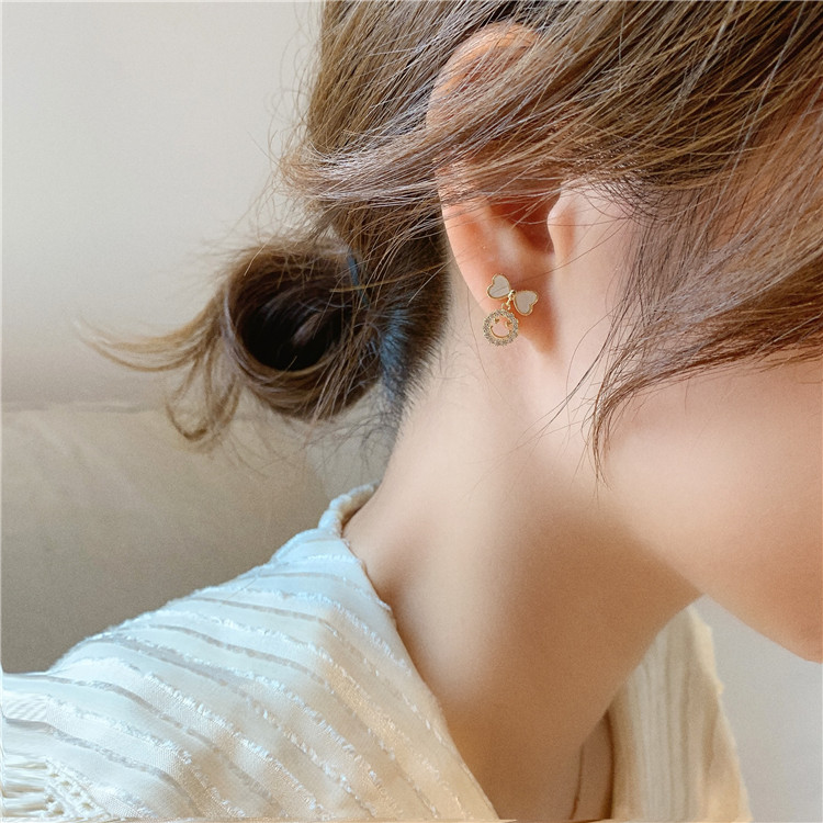 Bông Tai Nơ Đính Đá Lấp Lánh Phong Cách Hàn Quốc Dành Cho Nữ