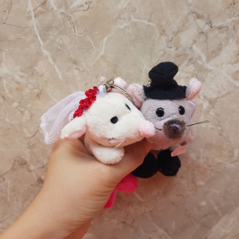 Móc Khóa Gấu Bông Mini - Đám Cưới Chuột Đeo Cặp, Treo Balo Thương hiệu NICI Quà Sinh Nhật Cho Nữ 10cm MIRA-GB28003