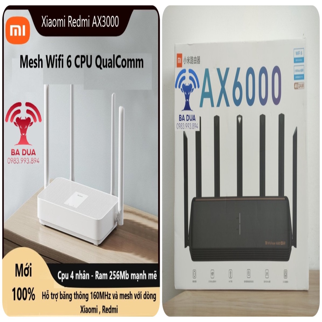 Bộ Phát Wifi Mesh Wifi 6 Xiaomi AIoT AX3600 , Redmi AX5 , Cr6608 AX1800 , AX6 Redmi AX3000 , AX6000