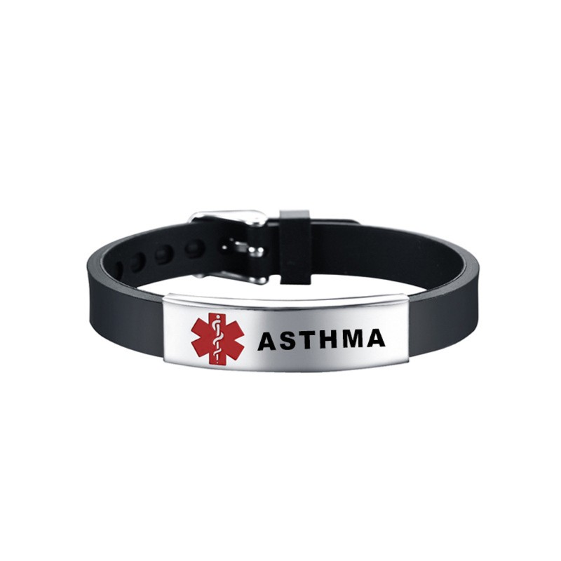 INF Stylish Red Medical- Alert ID Bracelet Emergency First Aid Adjustable Type 1 Diabetes Silicone Bangle Wristband Unisex