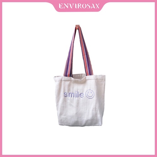 ENVIROSAX Túi đeo vai thêu mặt cười thời trang phong cách Hàn Quốc