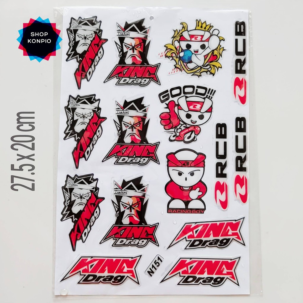 Bộ Tem Sticker KingDrag RCB Dập Nổi Cao Cấp Dán Xe Máy, Ô Tô, Mũ Bảo Hiểm, Chống Thấm Nước, Chống Bay Màu