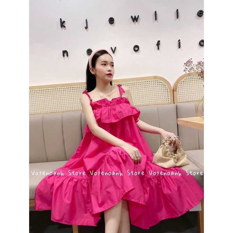 [Siêu Hot] Váy Nữ 2 Dây Bèo Hồng, Đầm 2 Dây Hồng Dáng Xoè Siêu Xinh  Có Ảnh Thật Kèm Video | BigBuy360 - bigbuy360.vn