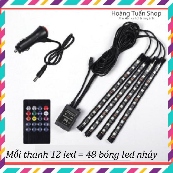 Độ đèn gầm ghế ô tô xe hơi bộ 48 đèn led có điều khiển cảm ứng nhấp nháy âm thanh