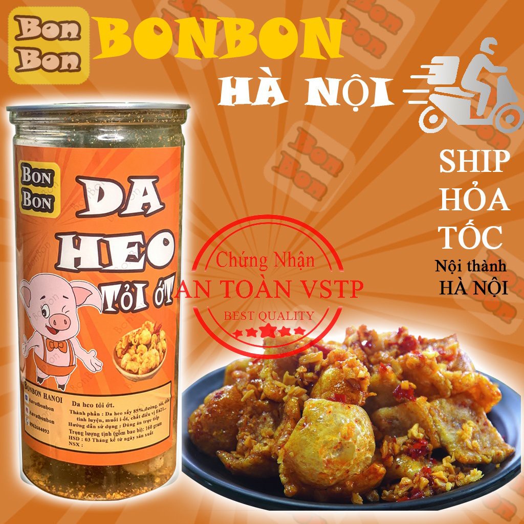 Da heo tỏi ớt 160g BONBON Đồ ăn vặt Hà Nội vừa ngon,vừa rẻ. Da heo chiên giòn thơm nhức mũi  Bonbon