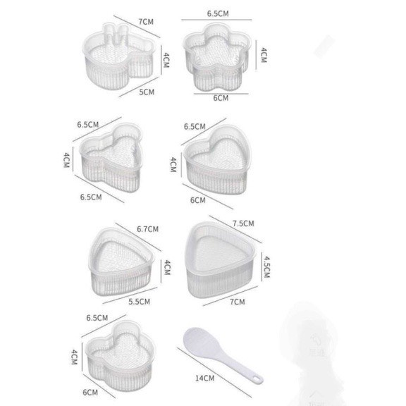 Khuôn Ép Cơm, Tạo Hình Cơm Nắm Mẫu Tam Giác, Tim, Hoa,Mickey Cho Bé