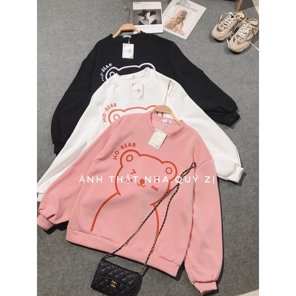 [Mã 12FASHIONSALE1 giảm 10K đơn 50K] Áo Sweater Nỉ Gấu Ho Bear Nhiều màu, Áo Đôi Nỉ Form Rộng Nam Nữ | BigBuy360 - bigbuy360.vn