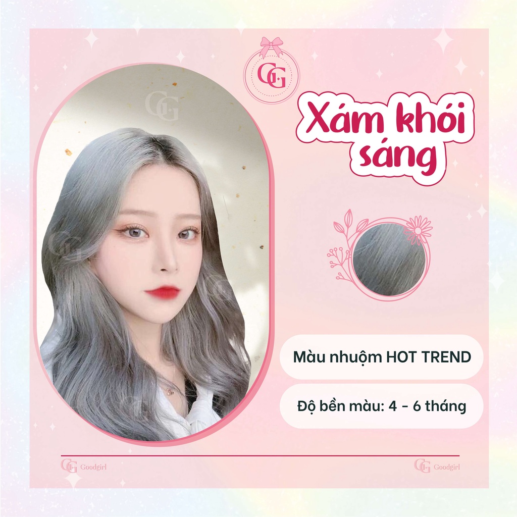 Thuốc nhuộm tóc màu Xám khói sáng + tặng kèm oxy và gang tay