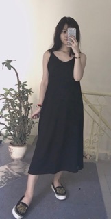 ORDER Váy 2 dây đen cotton mềm