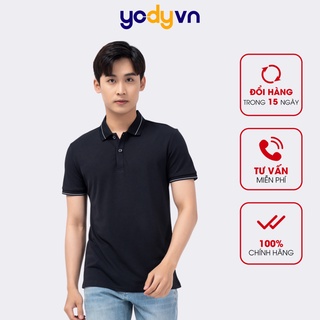 Áo polo nam YODY phông cộc tay bo kẻ vải cà phê thấm hút kiềm mùi APM3791