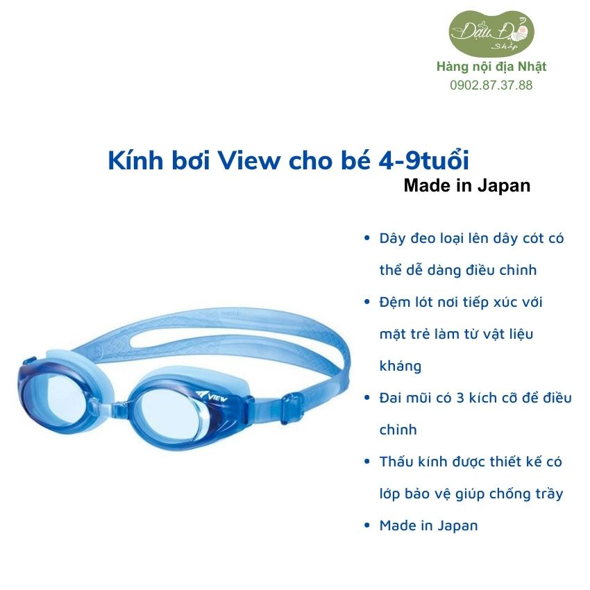 [MADE IN JAPAN - NHIỀU MÀU] kính bơi Nhật chống tia UV, kháng khuẩn hiệu View cho bé từ 4-9 tuổi