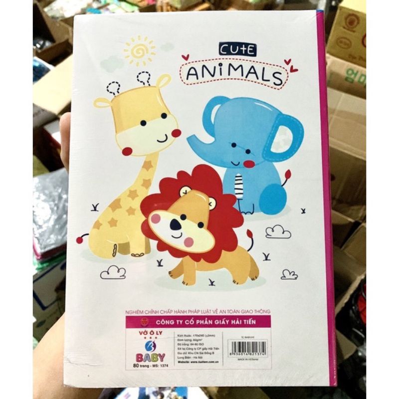 COMBO 5 QUYỂN VỞ Ô LY 80 TRANG BABY HẢI TIẾN CAO CẤP. KHÔNG NHOÈ KHÔNG LOÉ MẮT
