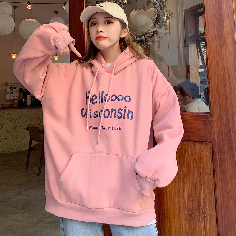 Áo Hoodie Dài Tay In Hoạ Tiết Chữ Kiểu Ulzzang Hàn Quốc Dành Cho Nữ | BigBuy360 - bigbuy360.vn