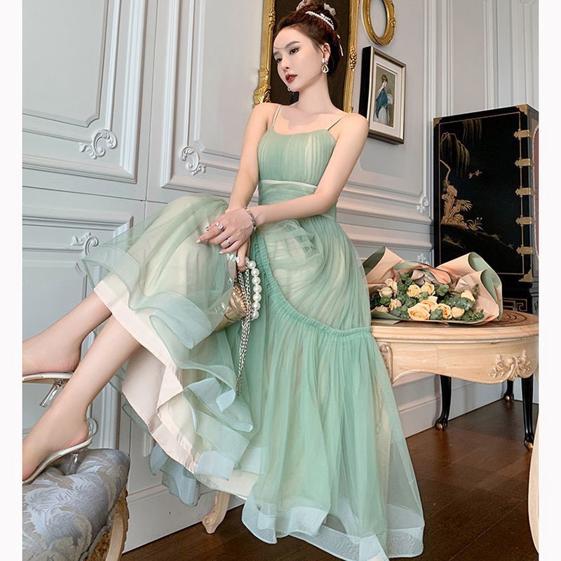 (Free ship) Mẫu Đầm Lưới Lót Phi Hai Dây Cực Lạ Mắt Chuẩn Hàng QUảng Châu UP HHP Fashion