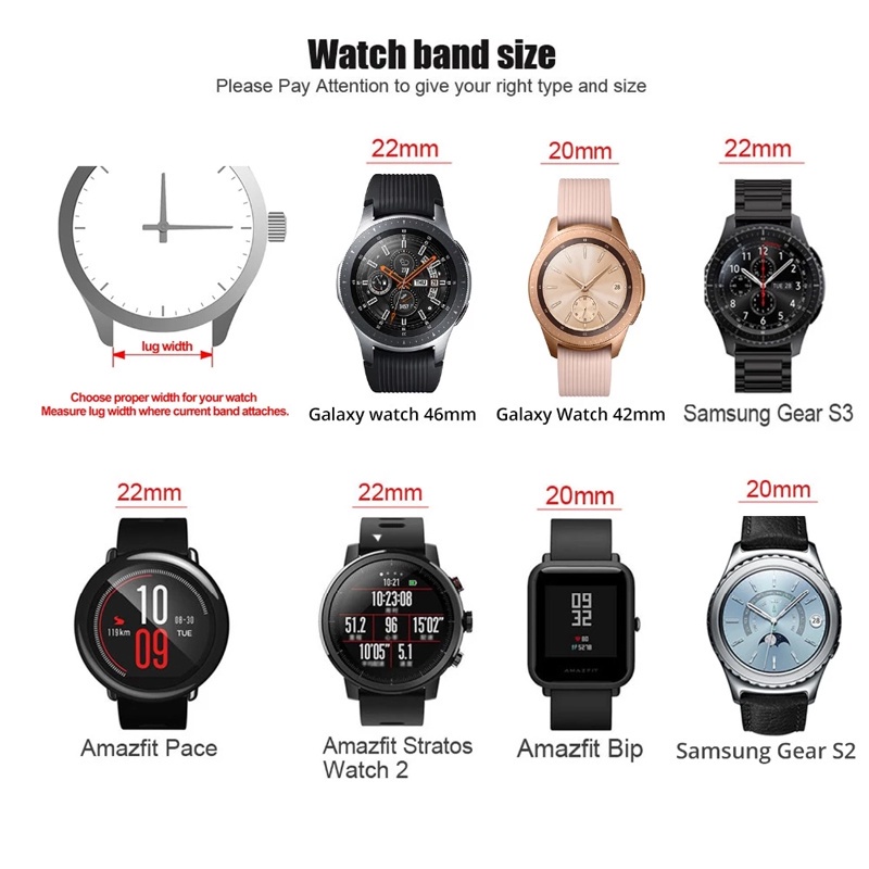 Dây đeo bằng thép không gỉ 18mm / 20mm / 22mm cho đồng hồ thông minh huawei watch gt 2 pro; cho galaxy watch 6/5/4/3 / amazfit gts 2 mini / bip s lite watch bracelet phụ kiện dây đeo bằng kim loại sang trọng