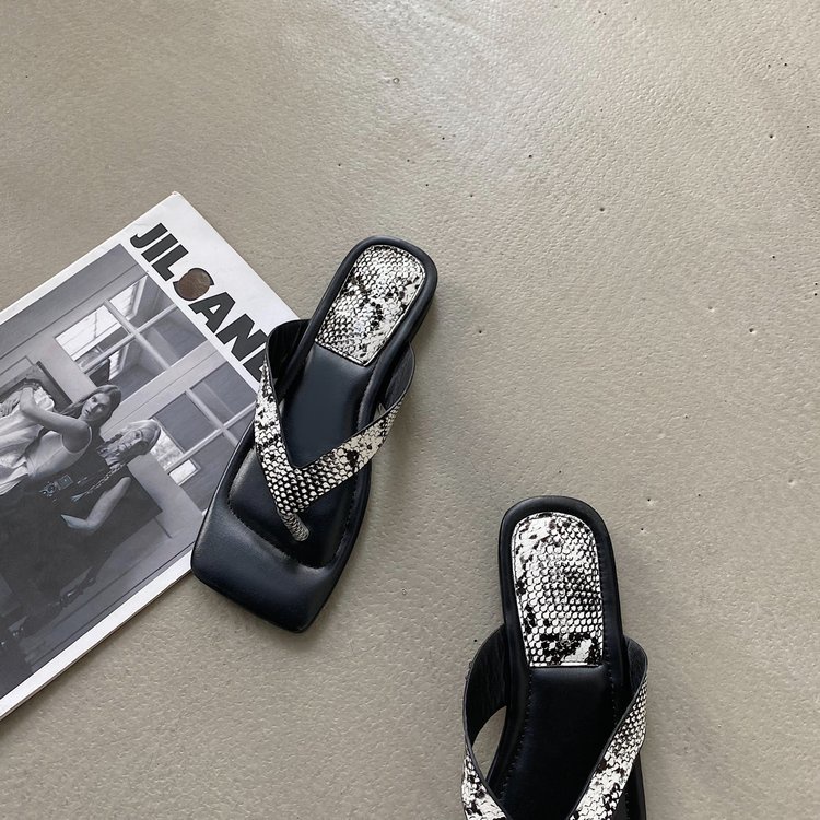 JINxCHOY Dép JINXCHOY đế bằng mũi vuông trẻ trung thời trang