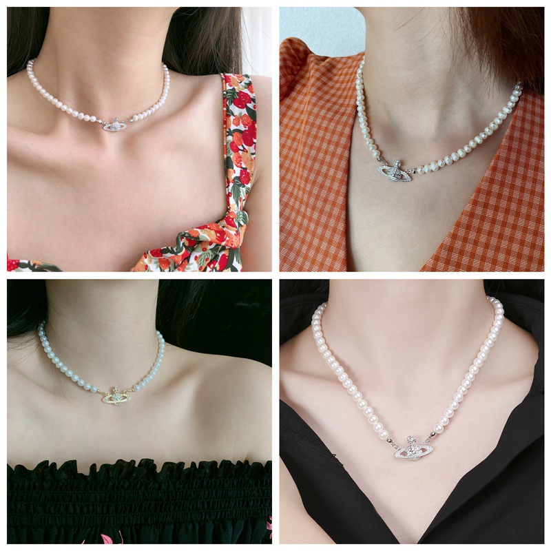 Vòng Cổ Choker Ngắn Đính Ngọc Trai Hình Hành Tinh Phong Cách Retro Sang Trọng Cho Nữ