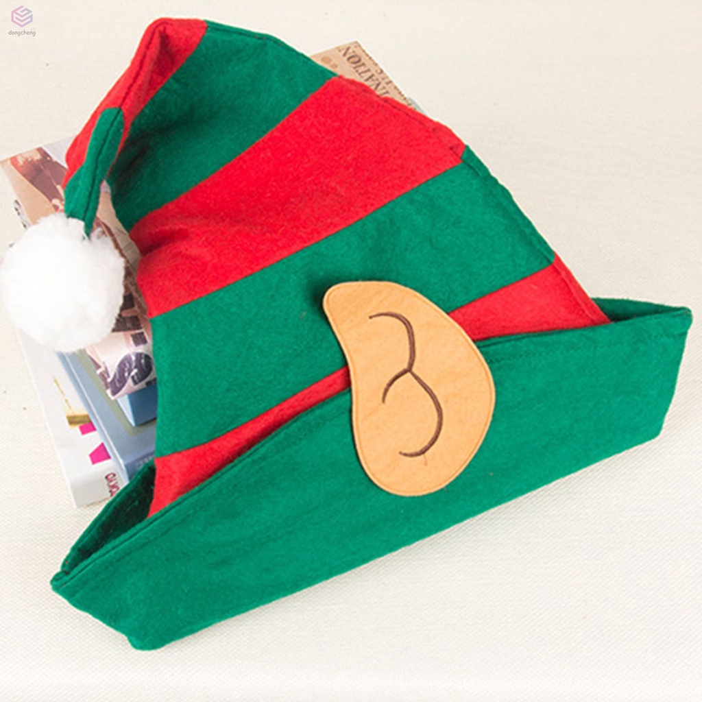 Nón Giáng Sinh Tai Yêu Tinh Màu Đỏ Và Xanh Lá Sọc Đỏ Tươi Sáng Trang Trí Tiệc Giáng Sinh