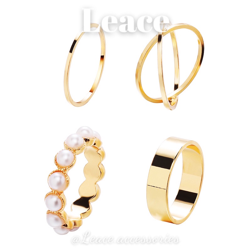 Set nhẫn, bộ nhẫn 4 chiếc cá tính phong cách Hàn Quốc R005,006 Leace.accessories