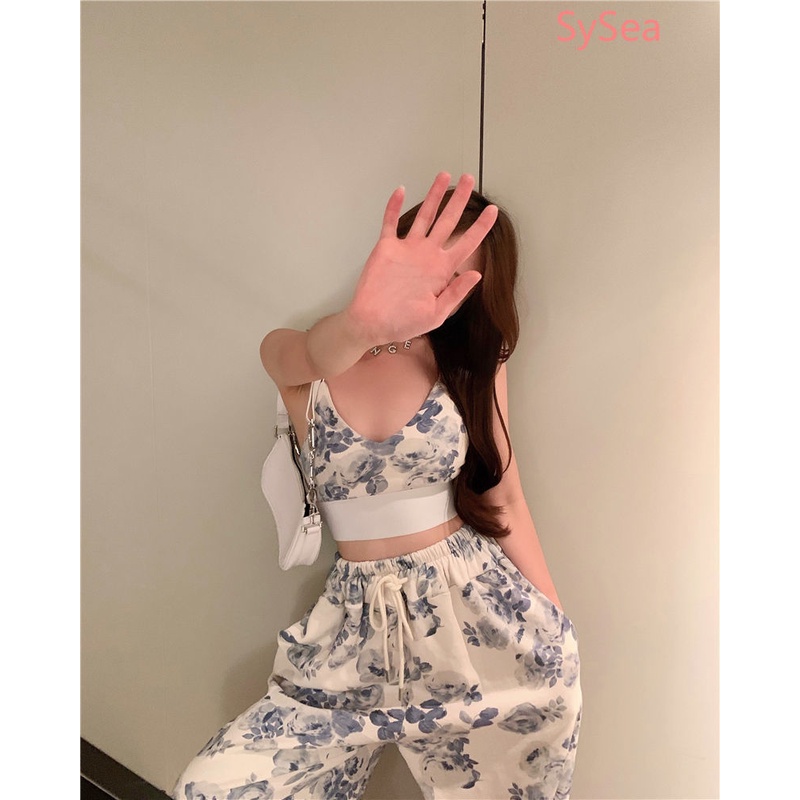 Set Áo Hai Dây + Quần Dài Dây Rút Thể Thao Thời Trang Mùa Hè Cho Nữ