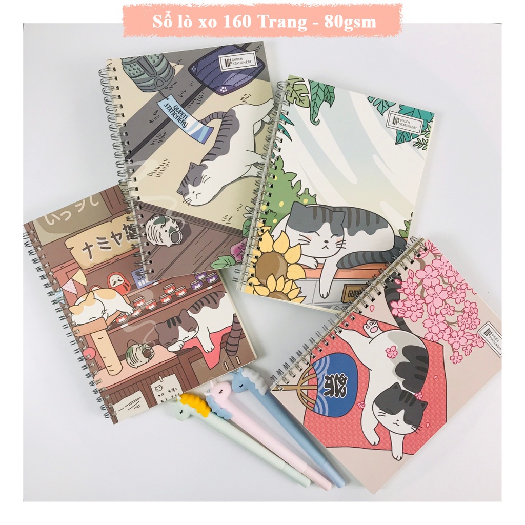 Sổ tay 160 trang ghi chép gáy lò xo phong cách Nhật Bản khổ A5 80gsm Gumihoo
