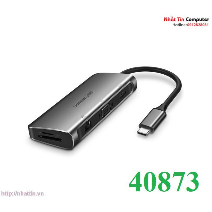 Thiết bị mở rộng USB type-C to HDMI/VGA/ Hub USB 3.0/ SD/TF/Lan Gigabit chính hãng Ugreen 40873 - Chính hãng - BH 18T
