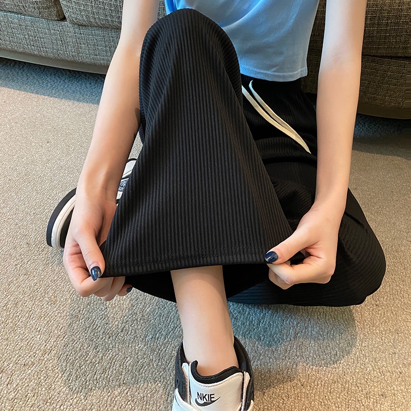 Quần Dài Ống Rộng Lưng Cao Màu Xanh Dương Thời Trang Trẻ Trung Cho Nữ