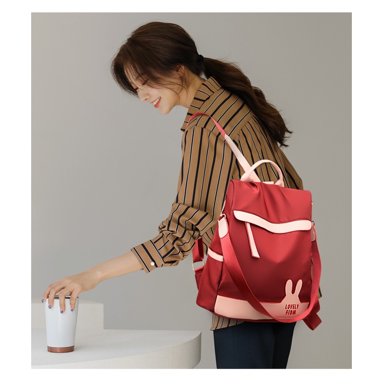 Ba Lô Vải Tổng Hợp Hai Ngăn Chống Trộm Phong Cách Thời Trang Mới Đơn Giản Cho Nữ