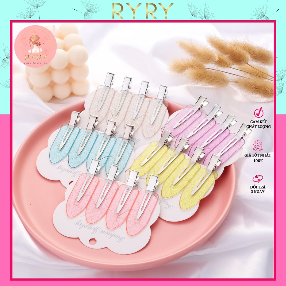 Kẹp Tóc Mỏ Vịt Phối Kim Tuyến Lấp Lánh Không Để Lại Dấu Vết Dành Cho Bạn Nữ-KT10
