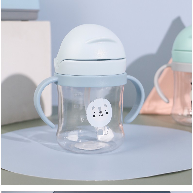 Bình Nước Chống Sặc 250ml(Có Vạch Chia) Bình tập uống cho bé, bình nước mang đi học nắp trượt bunakids BN05