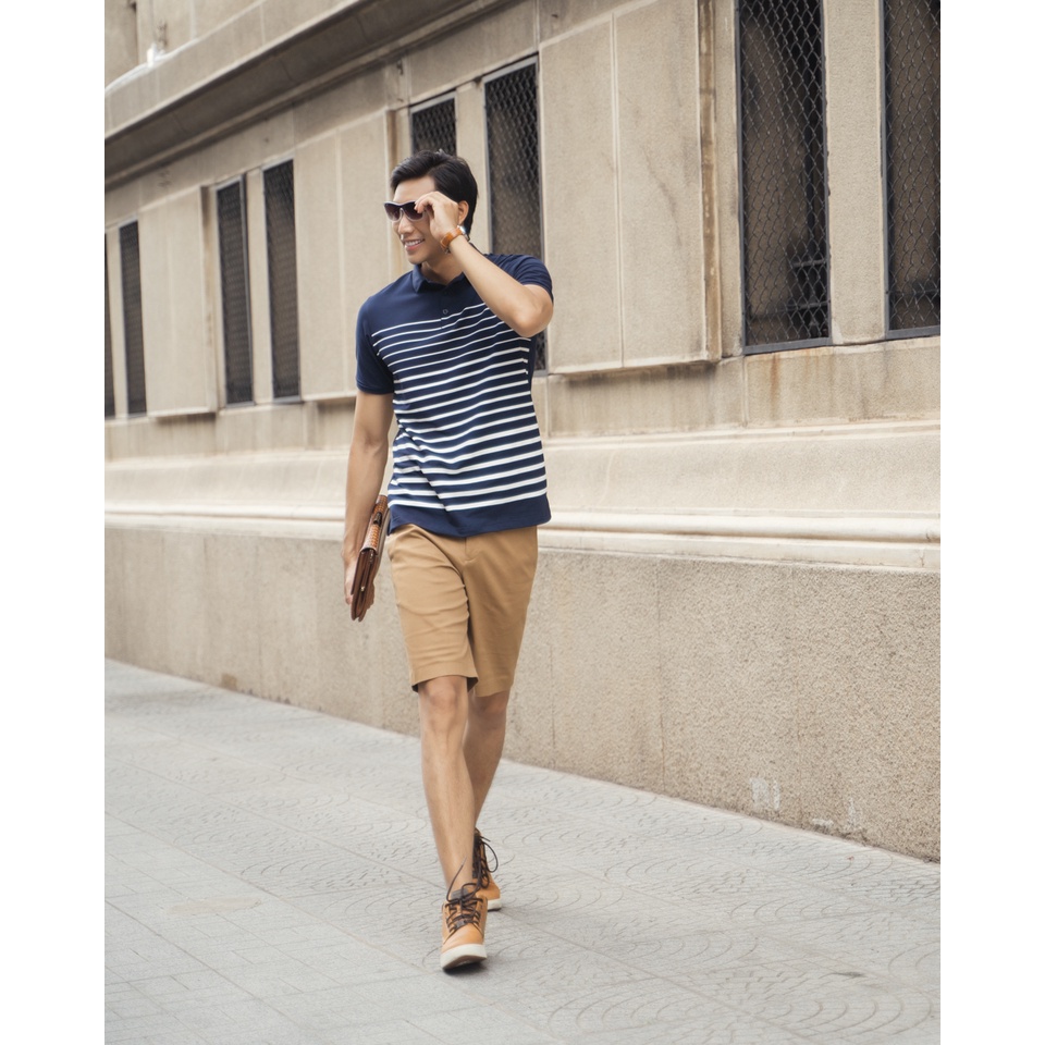 Áo thun nam có cổ F2 Fashion &amp; Freedom TC246 XANH ĐEN TRẮNG
