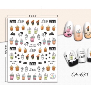 sticker hình trà sữa trang trí nail