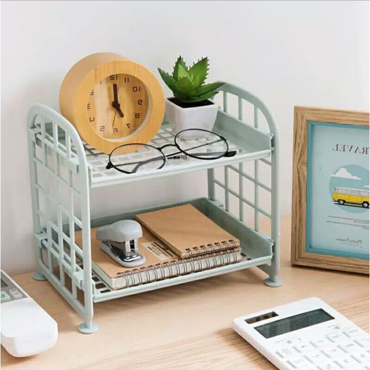 Kệ mini 2 tầng đựng đồ - Kệ đựng dụng cụ học tập, đựng đồ đa năng bằng nhựa - DaiSy Decor