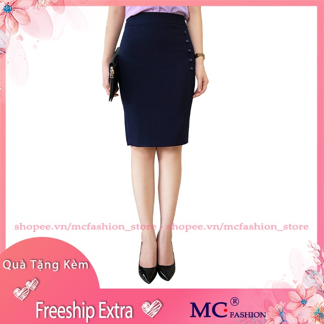 Chân Váy Bút Chì Mc Fashion, Kiểu Dáng Công Sở Đẹp, Lưng Cao, Màu Xanh Tím Than, Đen Cv0413,Vải Co Giãn
