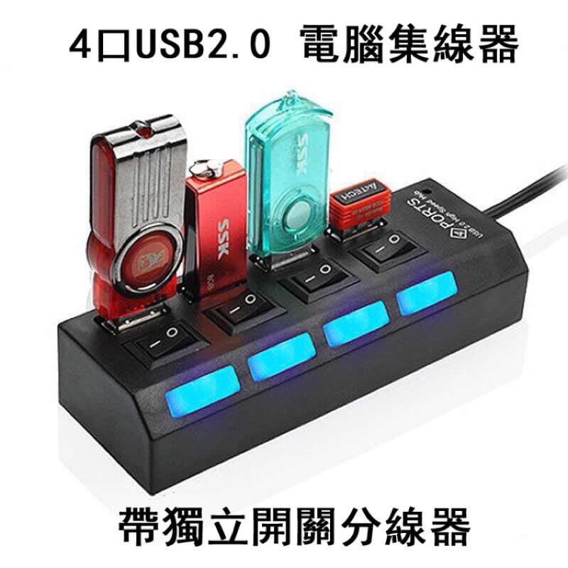 Bộ Chia 4 Cổng Usb 2.0 Với Công Tắc Riêng Biệt