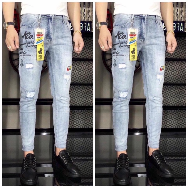 Quần jeans nam rách xước màu đen chất bò cao cấp thời trang TCS 77 | BigBuy360 - bigbuy360.vn