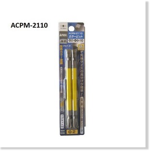 Vỉ 2 mũi vít 2 đầu +2-6x65mm/110mm/150mm ACPM Anex Nhật Bản