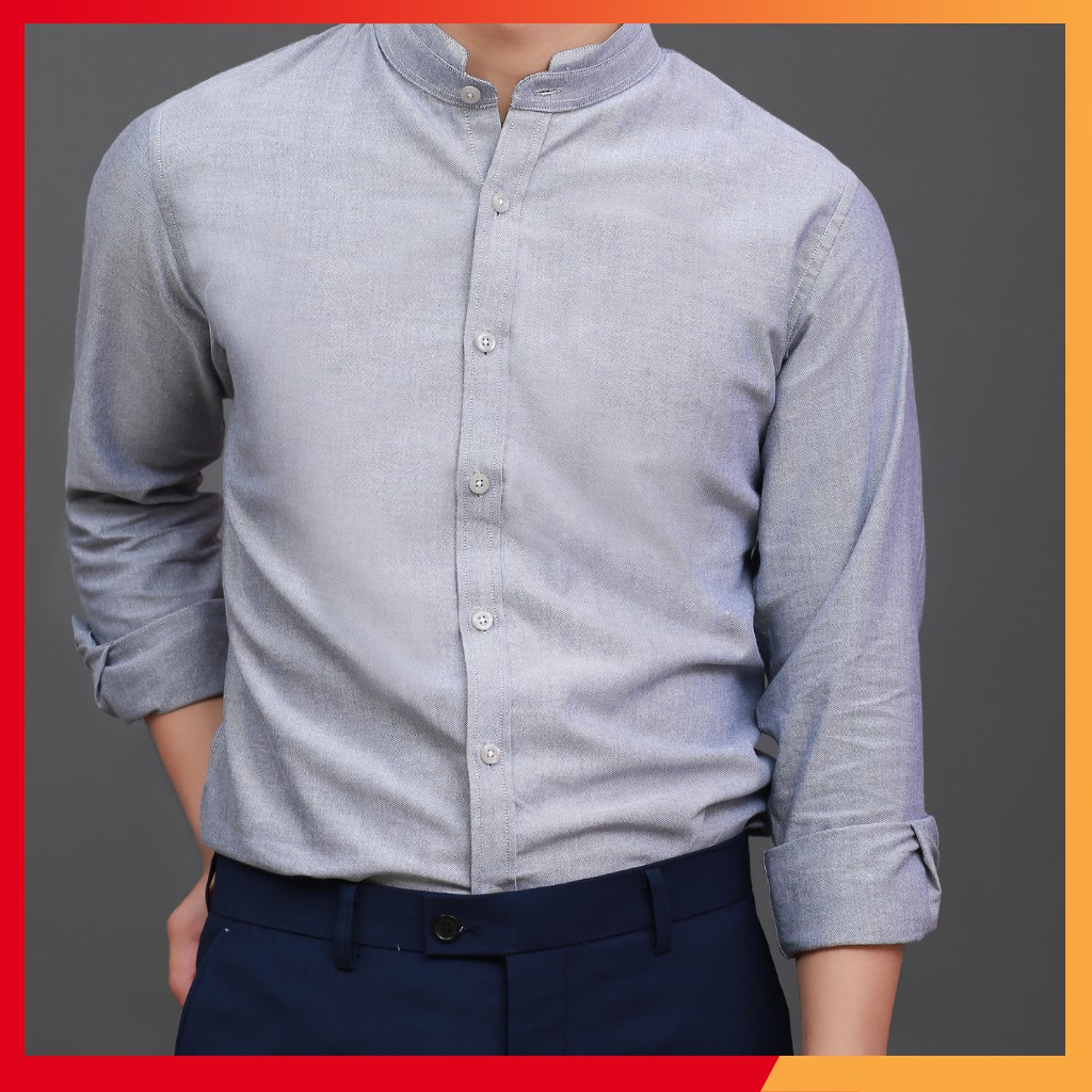 Áo sơ mi nam cổ tàu dài tay vải Oxford - 5 màu thời trang công sở hiện đại | BigBuy360 - bigbuy360.vn