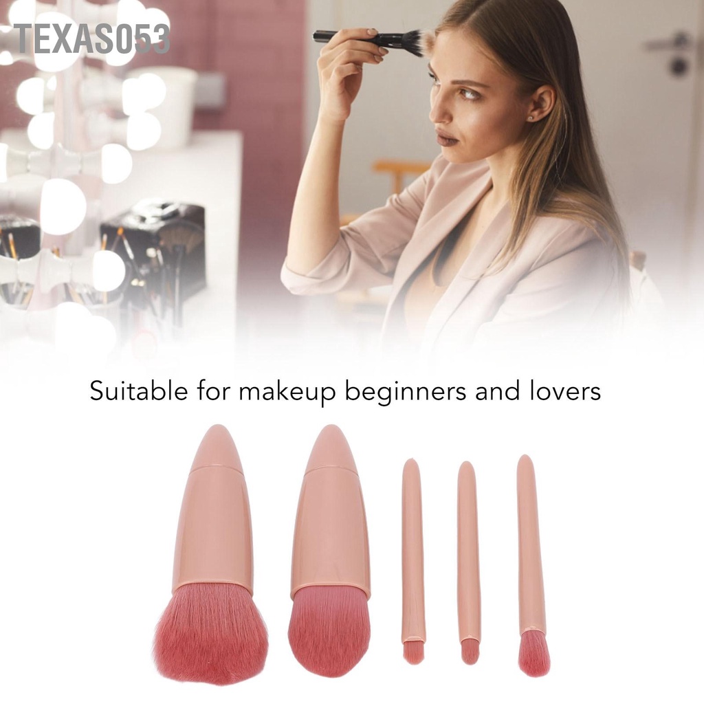 Set 5 Cọ Trang Điểm Lông Mềm Mini Kèm Hộp Đựng Có Gương Tiện Lợi