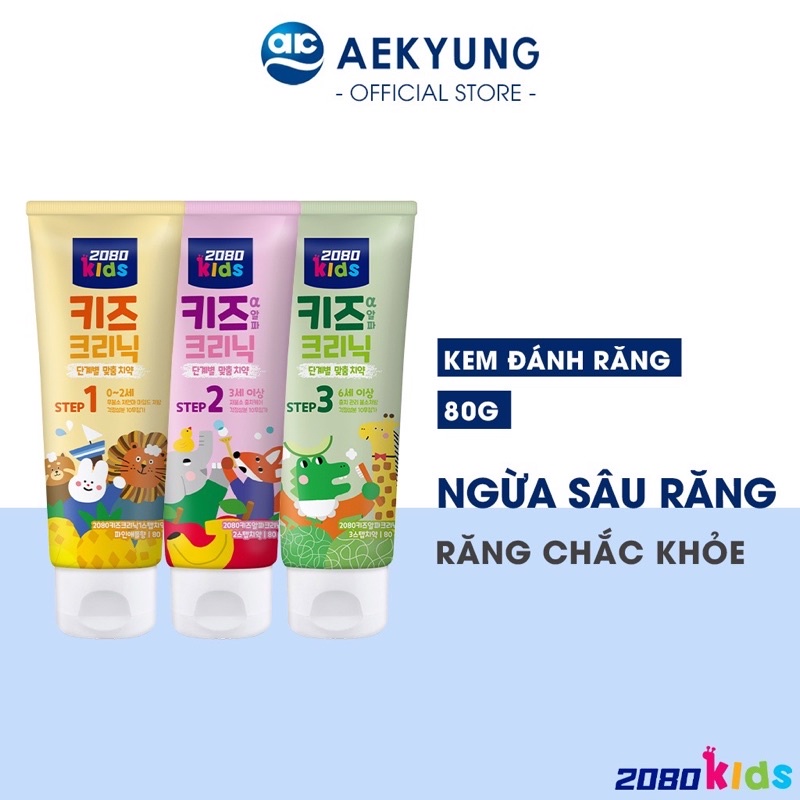Kem đánh răng trẻ em KIDS Clinic 2080_bảo vệ bé khỏi sâu răng,an toàn cho bé